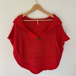 Free People Orange Pullover Hooded Poncho Size XS/S